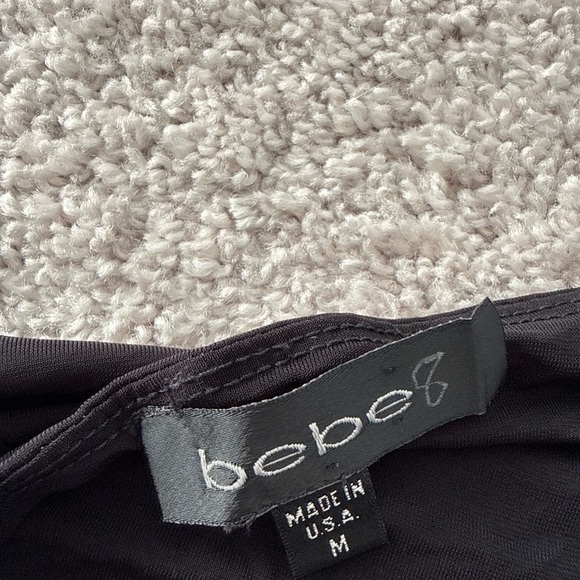 Vntg Bebe Halterneck Black Dress Satin Accents Size M Asymmetrical Babydoll Y2K - Picture 5 of 9